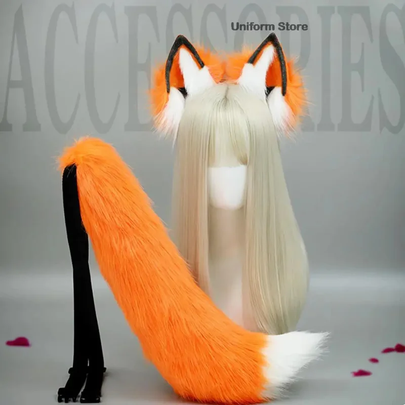 Peludo Anime Besta Animal Orelhas Headwear, Gato Fox Cauda Set, Lobo Orelha Headband, Partido Cosplay Adereços, Kawaii Acessórios para o Cabelo