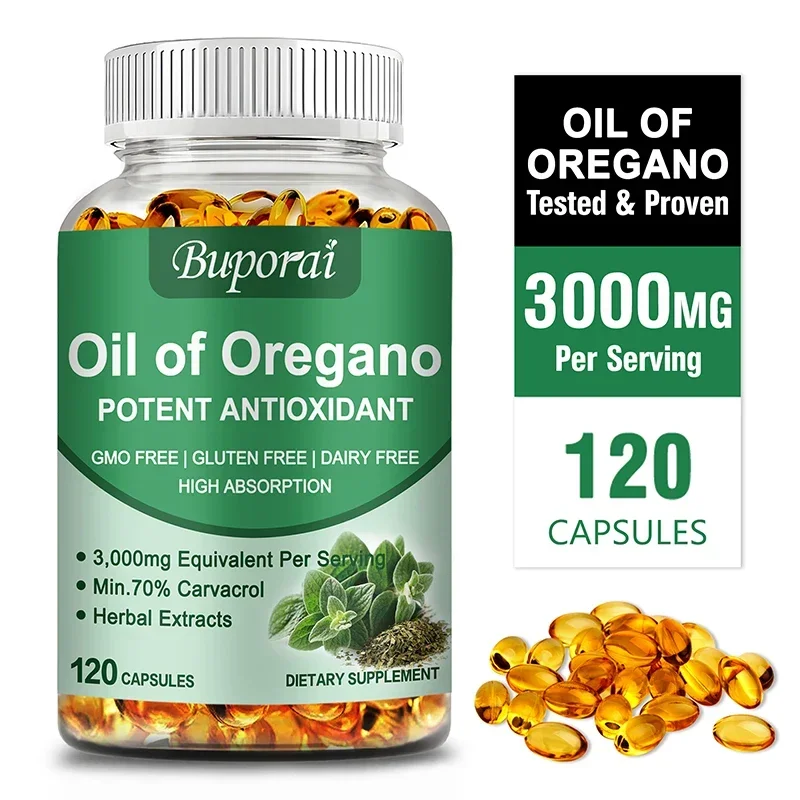Oil of Oregano Capsules - Improves Digestion, Detoxifies, and Strengthens The Immune System, Intestinal Health, Antioxidant