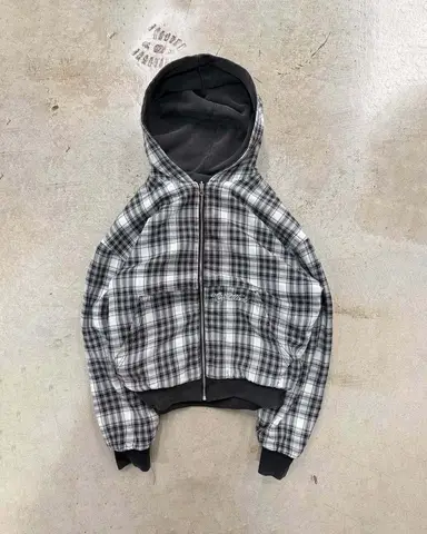 Y2k Hoodie Plaid Reversible Zip Up Hoodie Casacos Masculino Худи Мужские Street Style Gothic Cyberpunk Mens Hoodie Vestiti Uomo