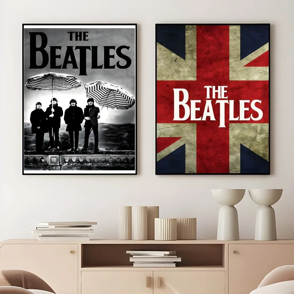 The B-Beatles Band Rock Roll Retro Album Cover Poster Sticky Wall Art Printing Waterproof Home Living Bed Room Bar Aesthetic Dec