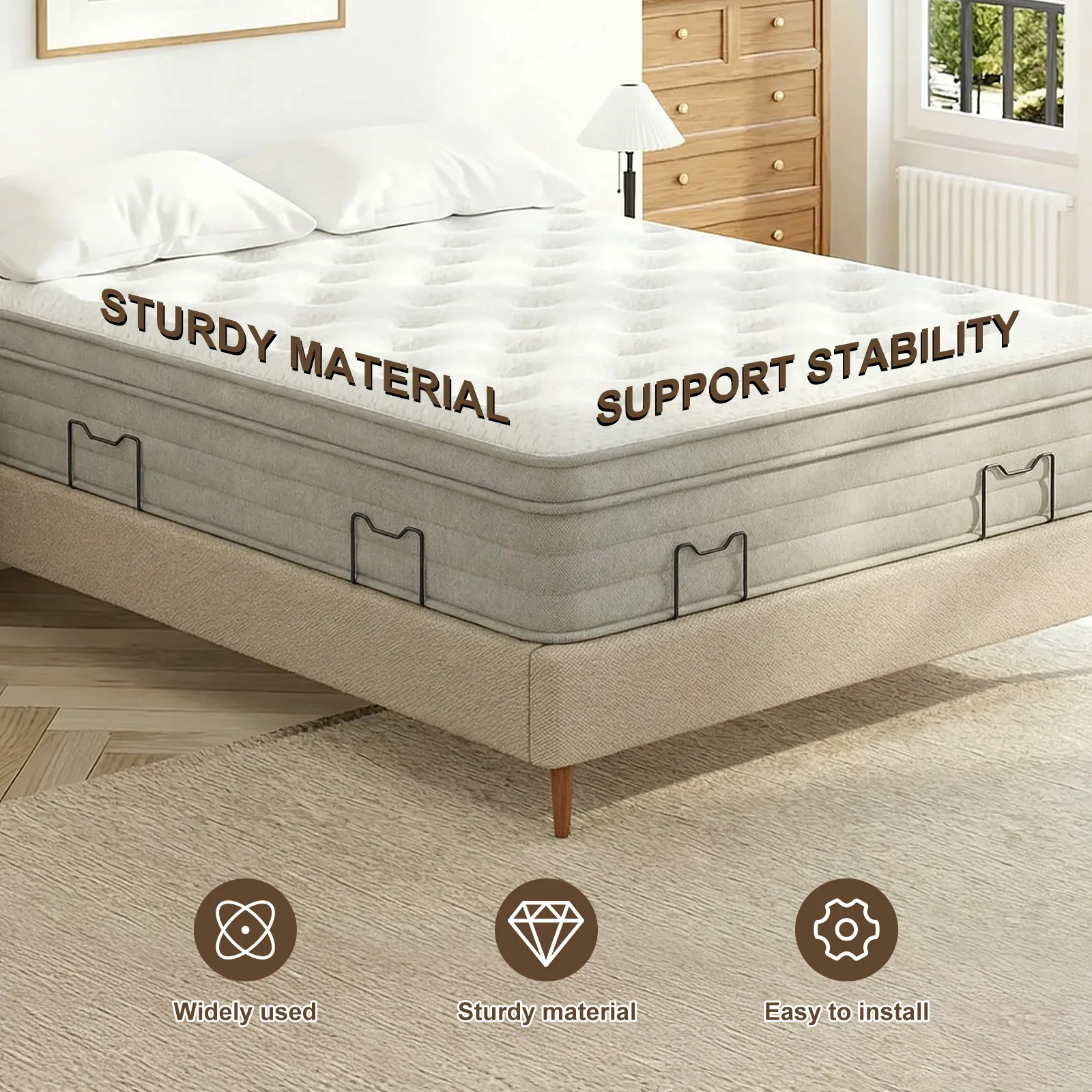 2 Pcs Mattress Slide Stopper Bed Frame Brackets Metal Anti Slip Fastener Furniture Sliding Prevention image 5