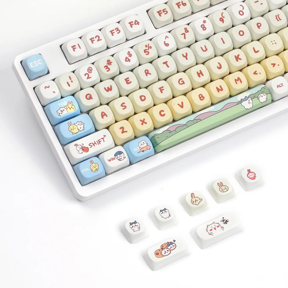 Yellow small eight keycaps sublimation process MOA height cross hole satellite shaft universal mechanical keyboard