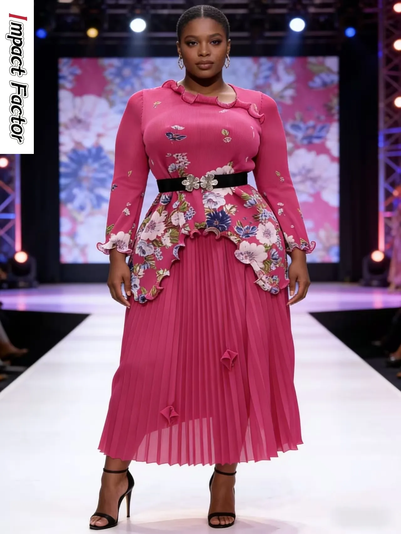 

Miyake Pleated Winter New African Print Stes Top + Loose Pleated Skirt Two-piece Women's New Set