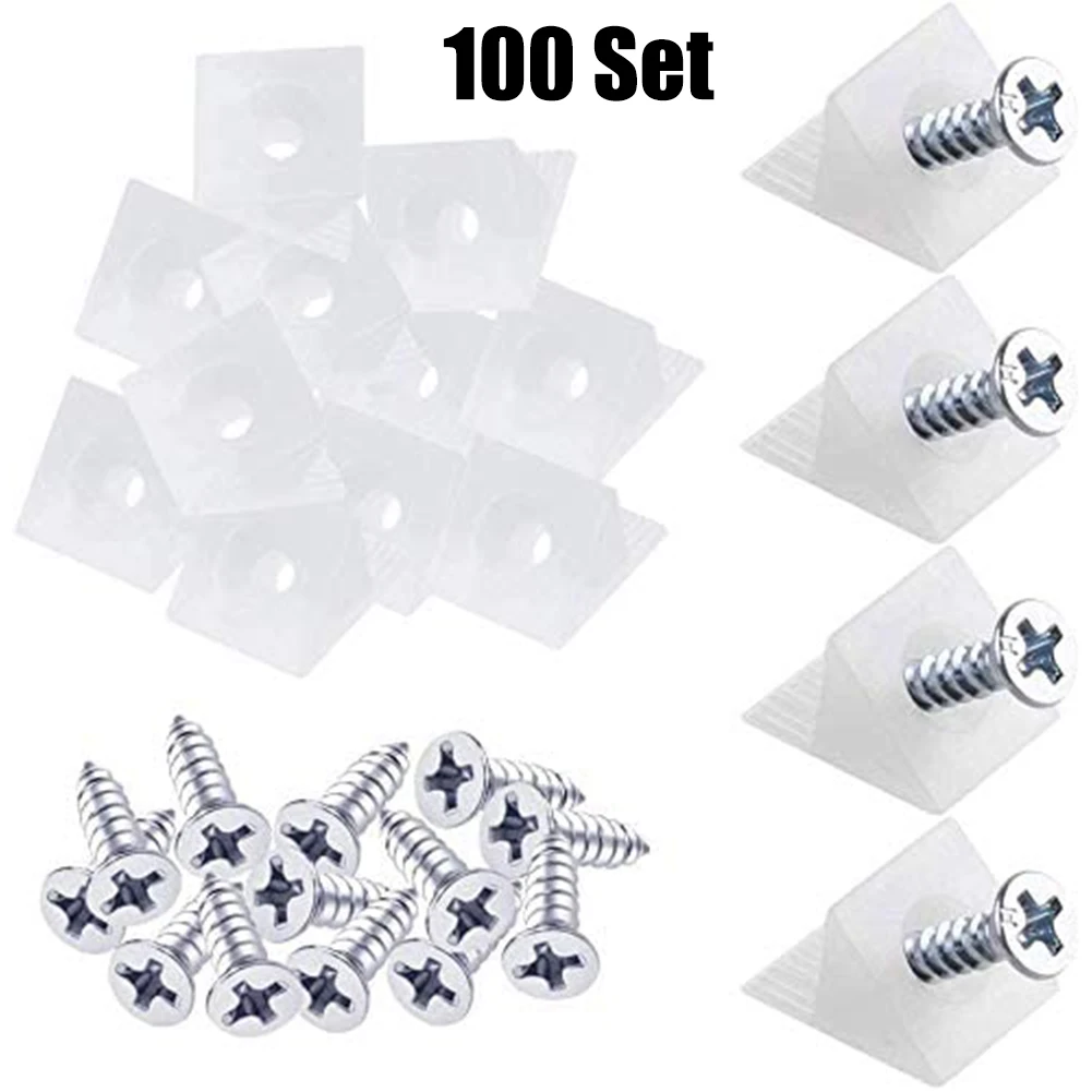 100 X Repair Fixing Drawer Chest Bottom Sagging Support Mending Wedge Screw Home Hardware Bracket 15*13*9mm Bevel Plate Support