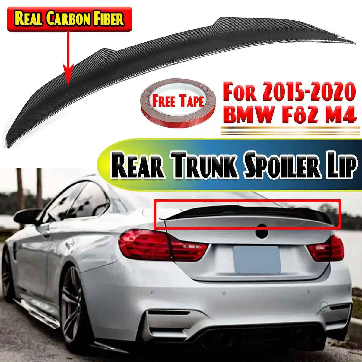 Real Carbon Fiber F82 Rear Spoiler Wing PSM Style Rear Trunk Spoiler Lip Boot Body Kit For BMW F82 M4 2015-2020 Car Accessories