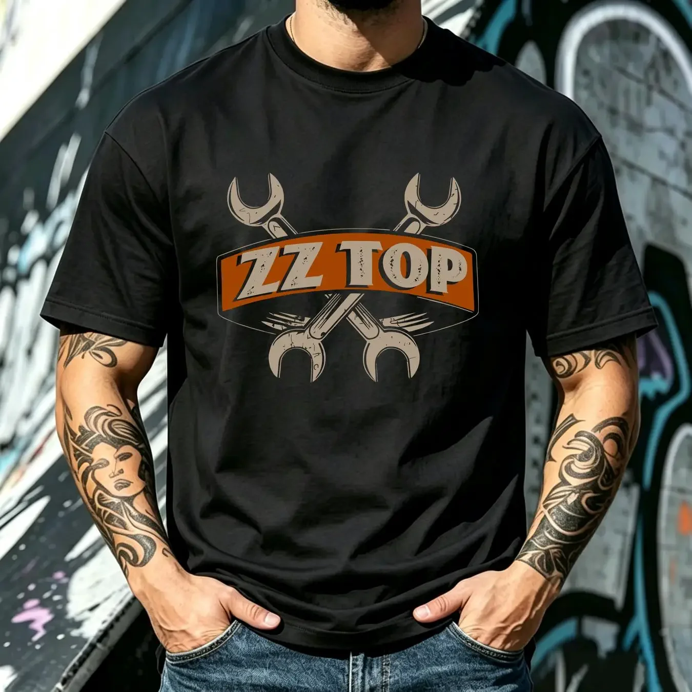 washed T Shirt ZZ Top Wrenches Womans Dolman Fitted Rock Music vintage Washed designer clothes Versatile streetwear Stylish