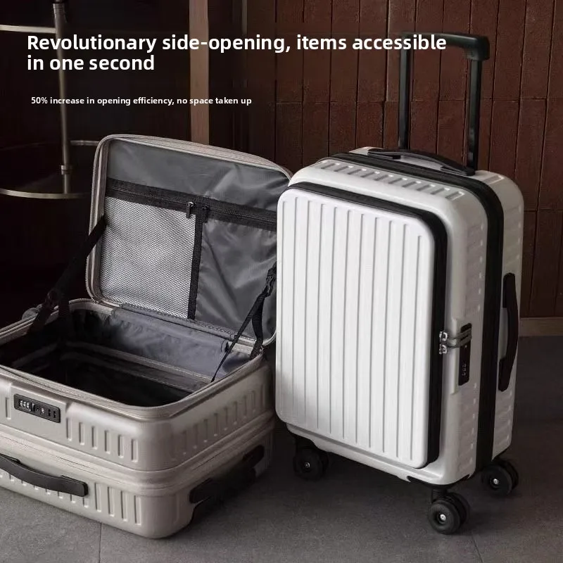 

Расширяемый дорожный чемодан с боковым открытием, мужская ручная кладь 20 дюймов, повседневная дорожная сумка из полиэстера, с кодовым замком TSA