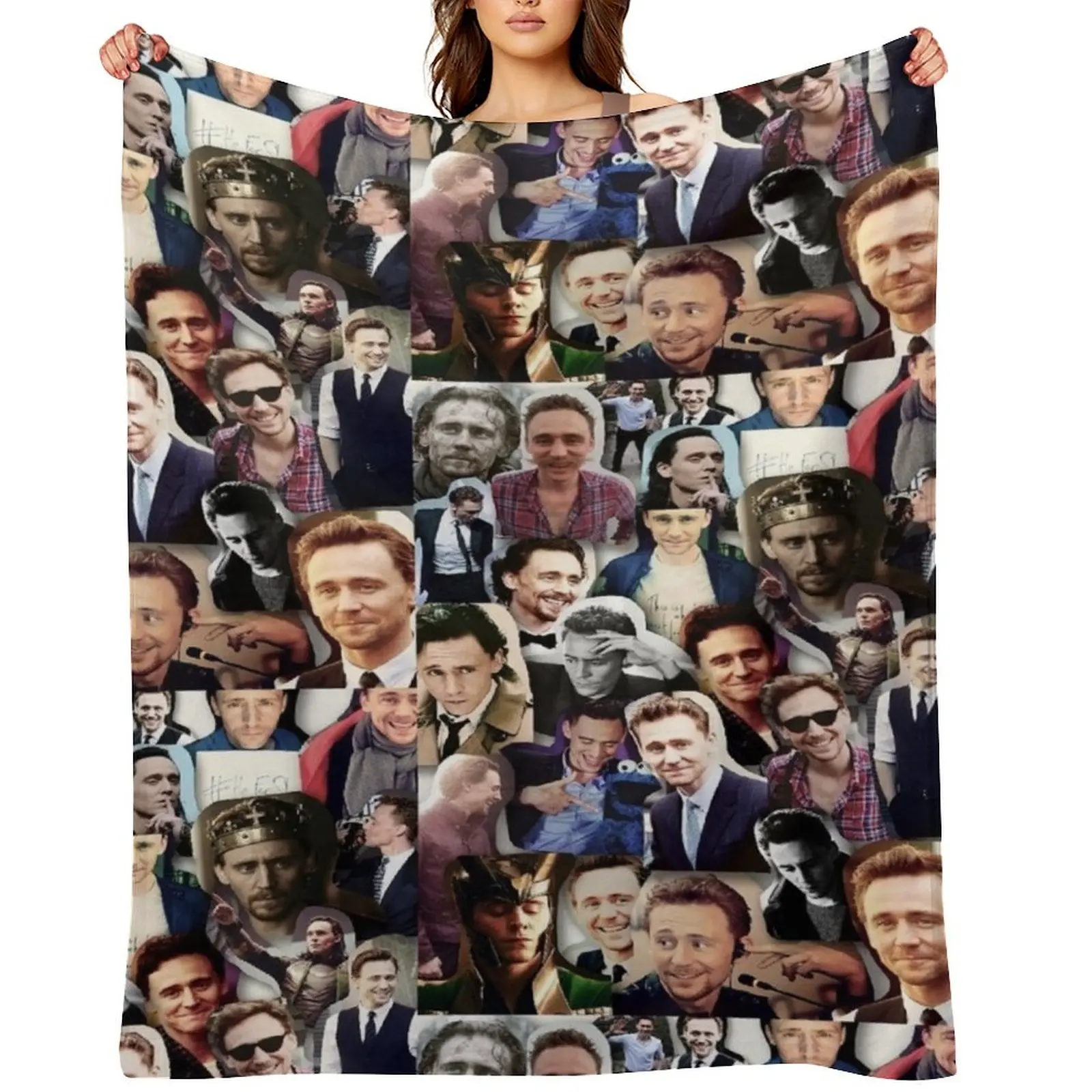 

Tom Hiddleston collage Throw Blanket Plaid Flannel Shaggy Blankets