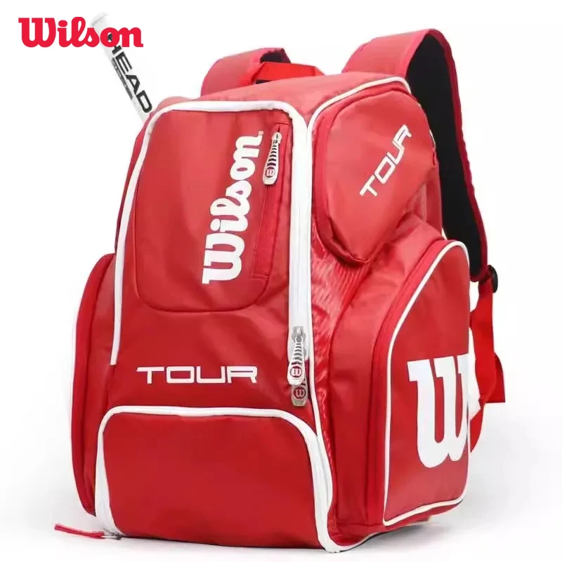 حقيبة مضرب Wilson-Tennis للرجال والنساء ، حقيبة ظهر رياضية محمولة ، مضرب محكمة ، يوميًا ، مضربان