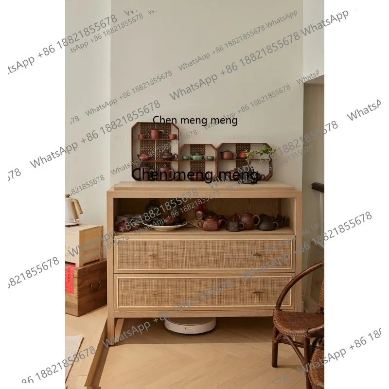 Minimalist Organic Furniture Wabi Sabi Oak Bedside Table Chest of Drawers Chest of Drawers Made of Rattan Bedside Table