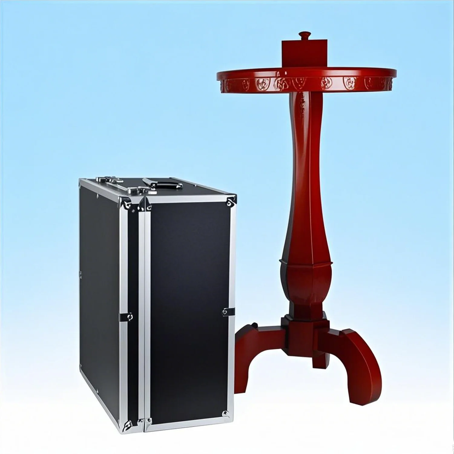 Embossed Round Floating Table Magic Tricks with Anti Gravity Box + Candlestick Magician Stage Illusions Gimmick Flying Magia