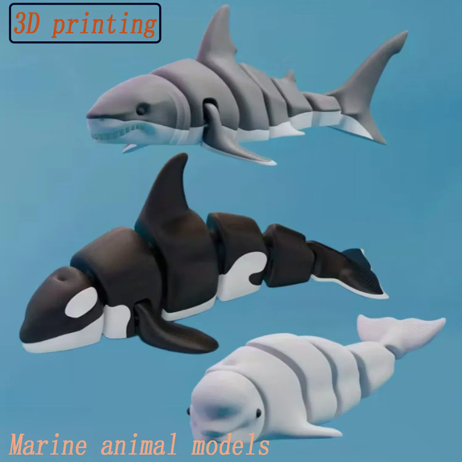 Eco-Friendly 3D Printed Marine Animal Models Simulation Creative Ornaments Figurines for Parent-Child Interactive Play