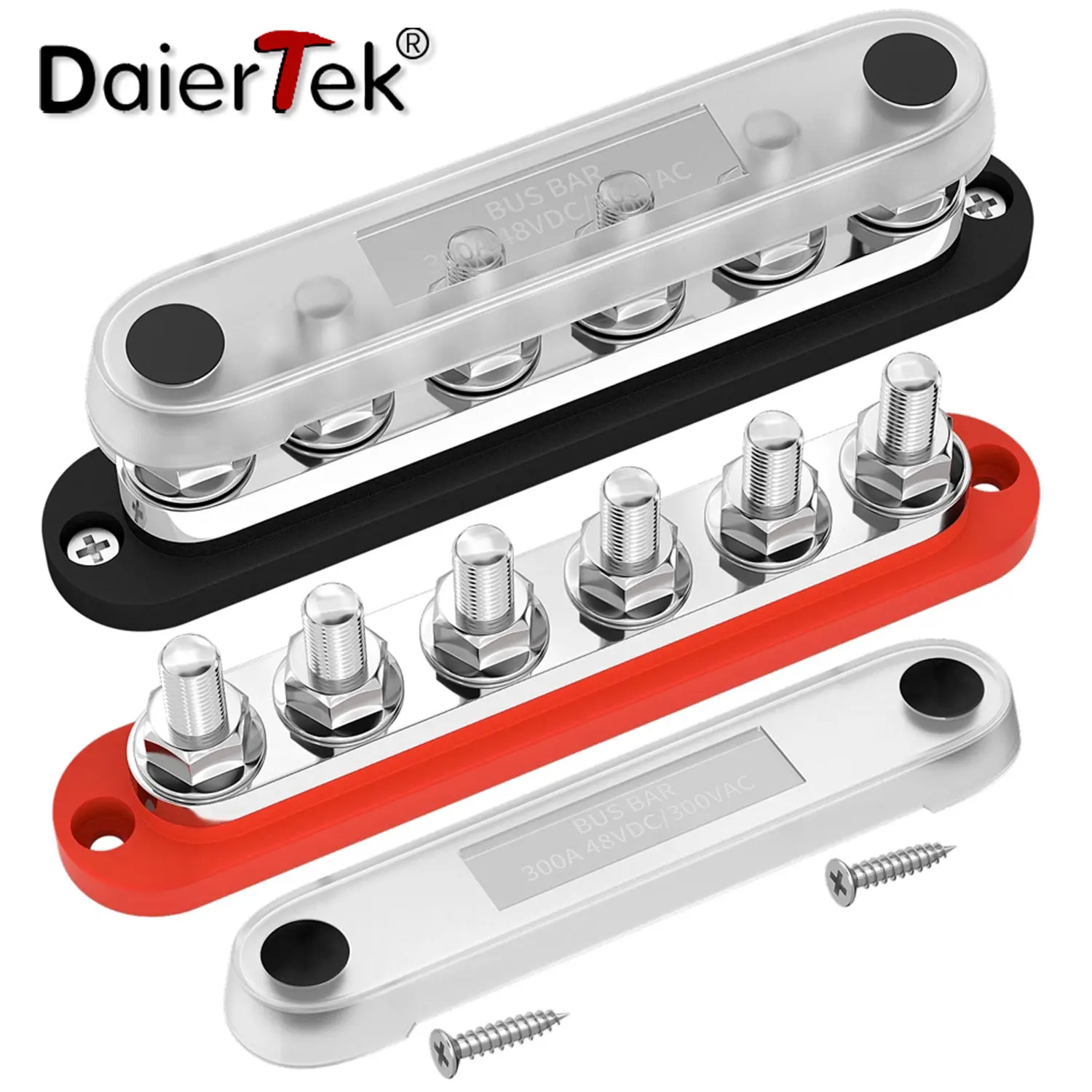 DaierTek 300A Negative Bus Bar 12V Distribution Block 6 x 3/8\