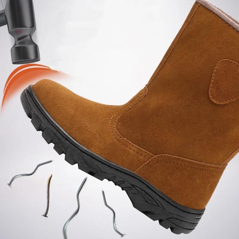 

Мужские повседневные стальные носки, защитные ботинки, рабочая обувь из коровьей замши, рабочая обувь для сварки, высокие ботинки, инструменты, защитная обувь