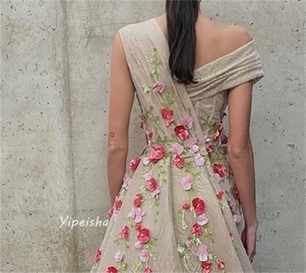 Exquisito vestido de baile clásico con cuello en V, vestidos de Organza drapeados con cuentas de flores para ocasiones a medida, vestidos de noche