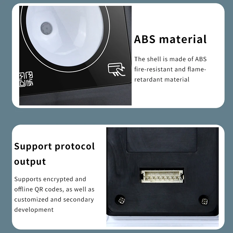 Embedded ID/IC QR Code Barcode Scanner,Type 86 NFC RFID Card Head, WG26/34, RS485, RS232, USB Format for Access Control Systems