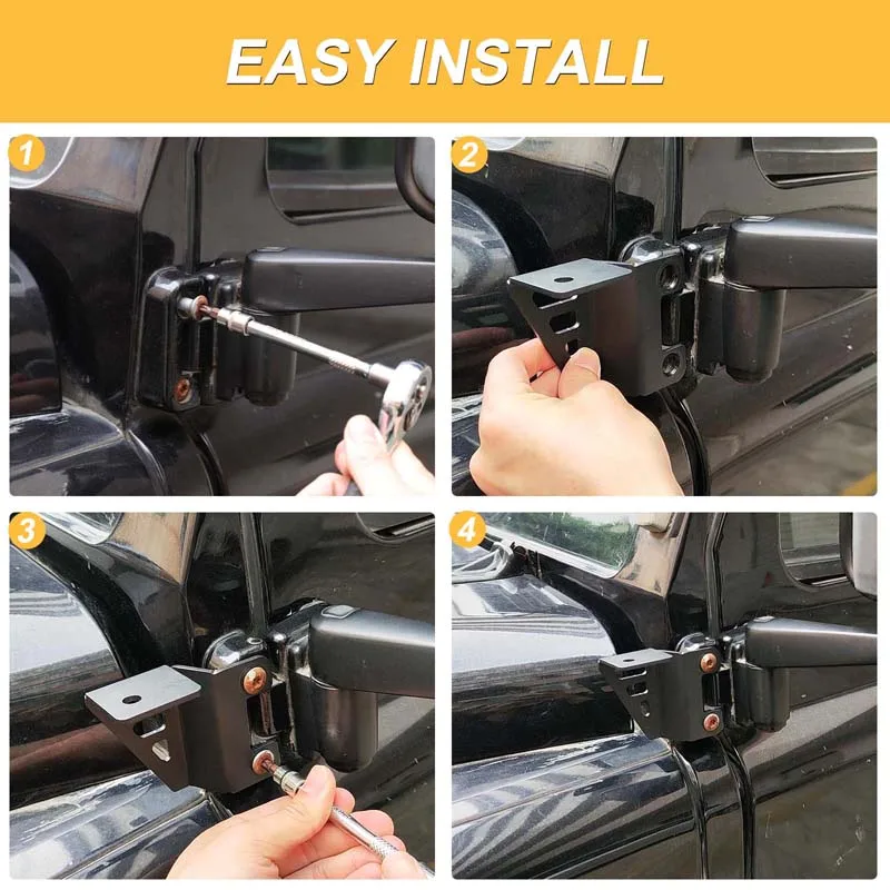 2Pcs Carbon Steel Black For Land Rover Defender 90 110 130 2004-2018 Car A-pillar Searchlight Bracket Modification Accessories