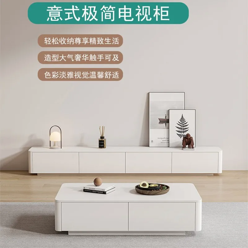 Creme Wind Massivholz TV Schrank Couchtisch Kombination Licht Luxus Wohnzimmer Minimalistischen Boden Schrank Haushalt Kleine Apar