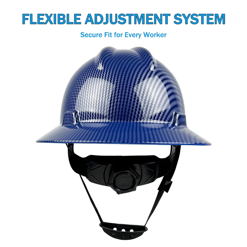 ألياف الكربون حافة كاملة هاردهات مع 6 نقاط تعليق قبعة عمل البناء خفيفة الوزن عالية القوة HDPE خوذة أمان للسكك الحديدية