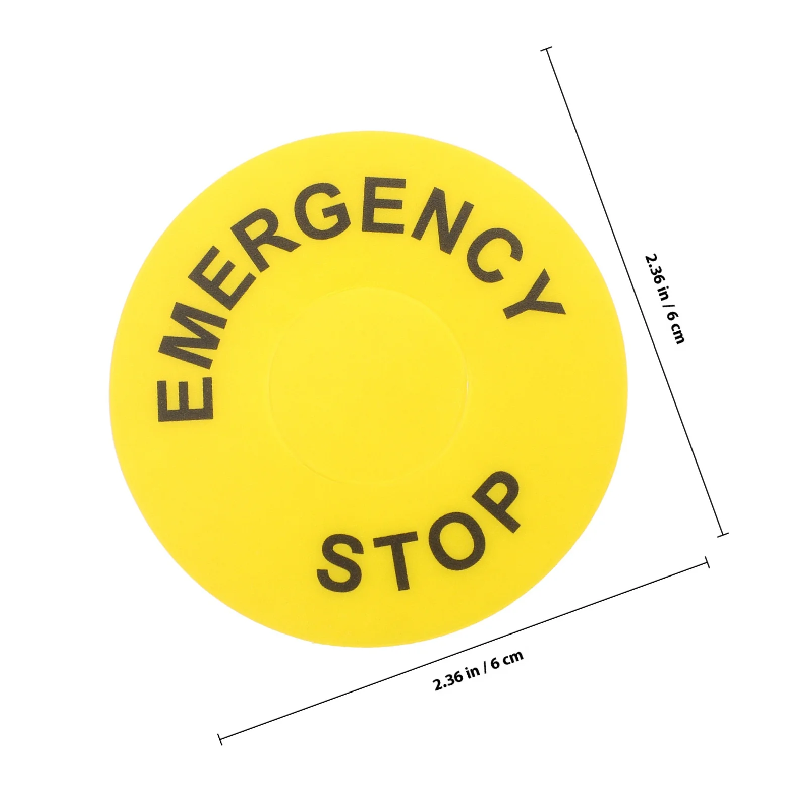 6pcs Emergency Stop Label Yellow Self Adhesive Pvc Durable For Machinery Safety Push Button Warning Sticker Industrial Equipment