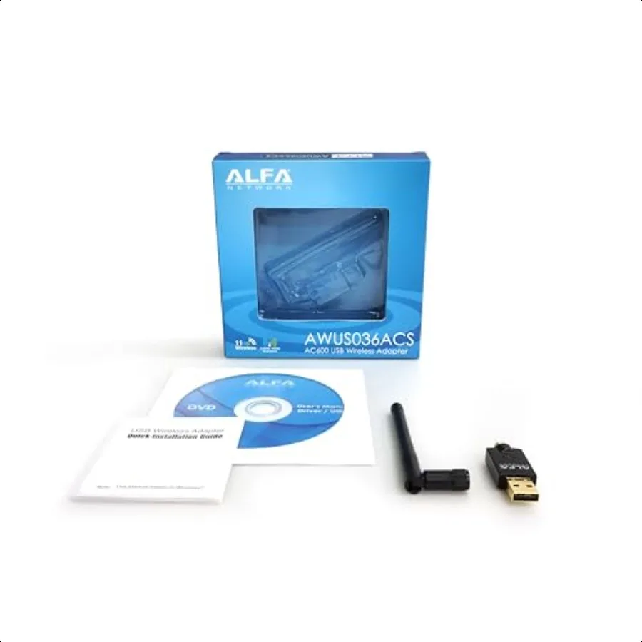 AWUS036ACS WideCoverage DualBand AC600 USB Wirel Adaptador WiFi com antena externa de alta sensibilidade Windows OS Kali Linux portado