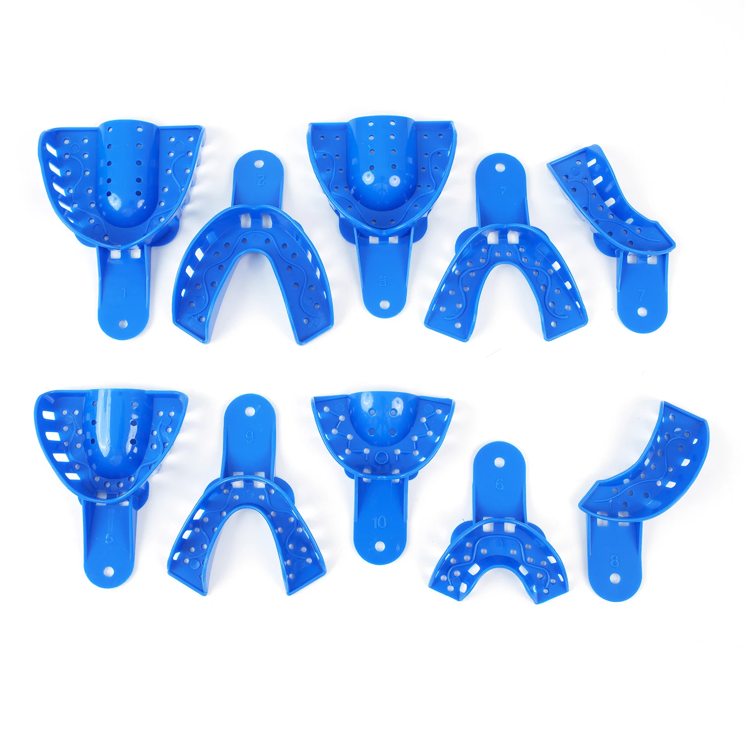 JOLANT 10PCS/Kit Dental Impression Trays Plastic Teeth Holder Trays Tools Autoclavable for Childrens Adults