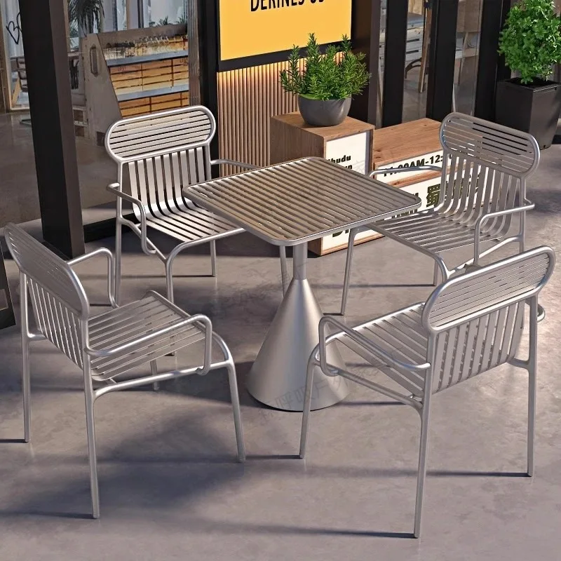 

Designer outdoor tables and chairs courtyard open-air leisure milk tea coffee simple iron combination restaurant outdoor camping
