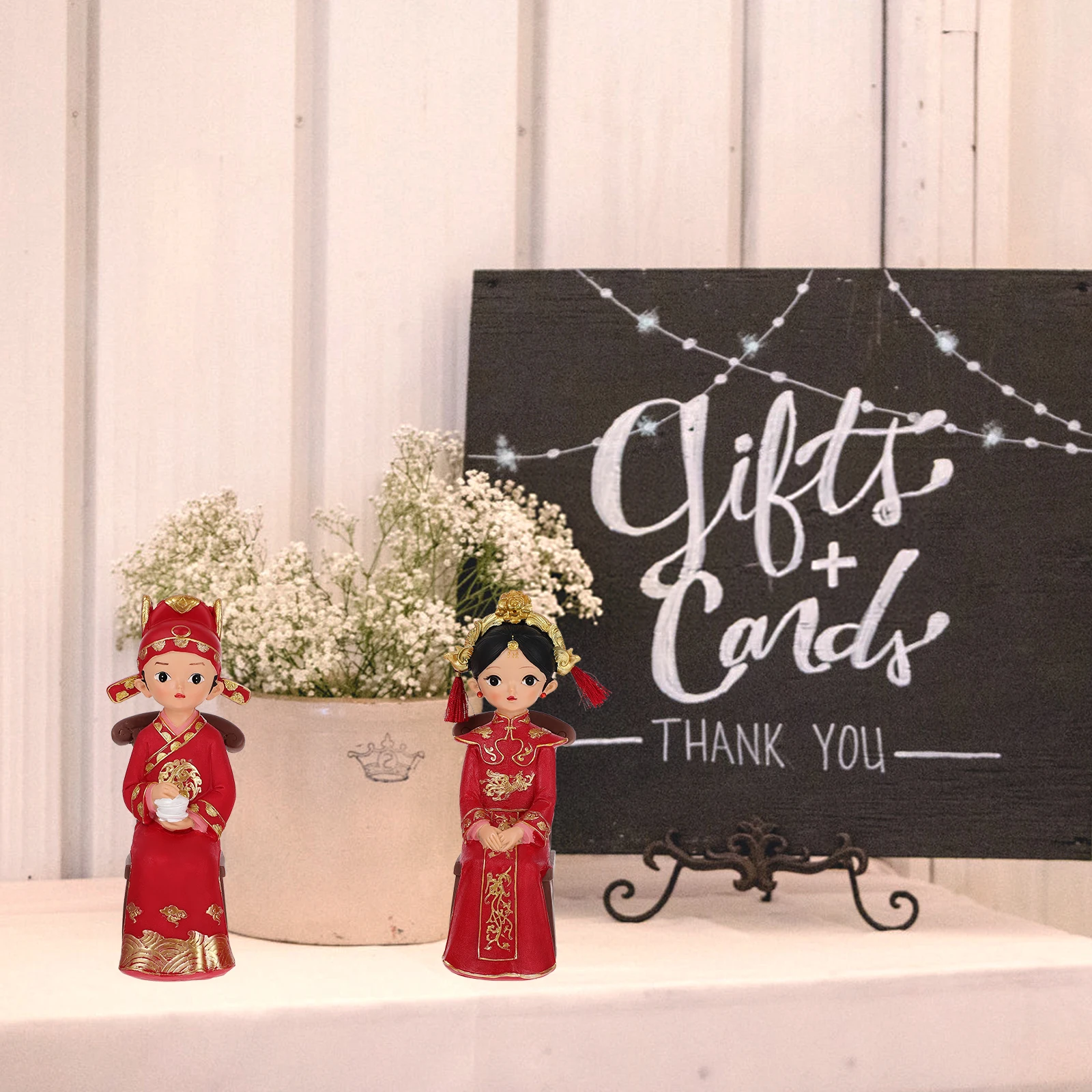 

Wedding Gift Ornaments Chinese Figurines Couple Cake Topper Bride Gifts Crafts Resin Decorations Home Party