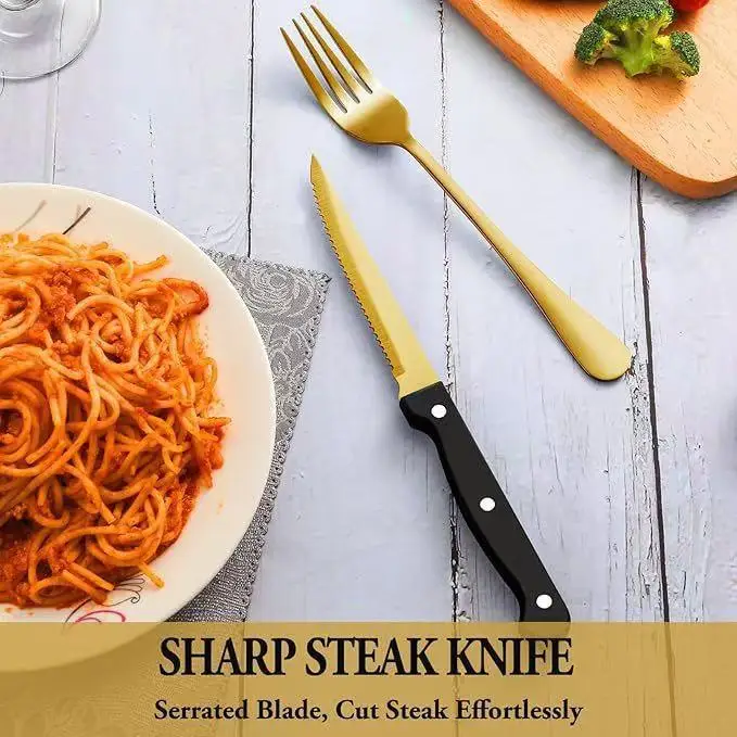 Stainless steel 1010 steak knife, fork and spoon set Western tableware long handle thickened 24/48 piece set