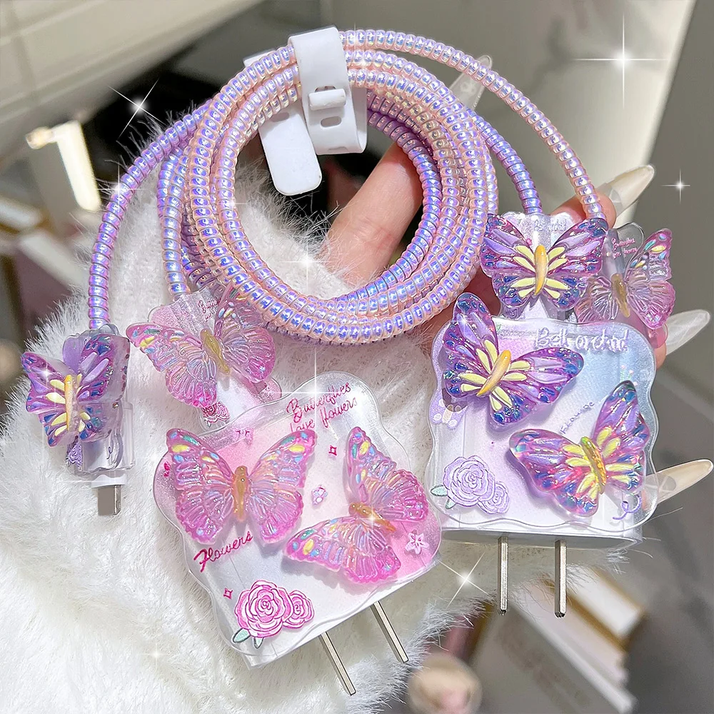 Butterfly Charger Protective Case Cable Protector For iPhone 18W/20W Fast Charging Cable Data Anti-break Charger Protective Rope