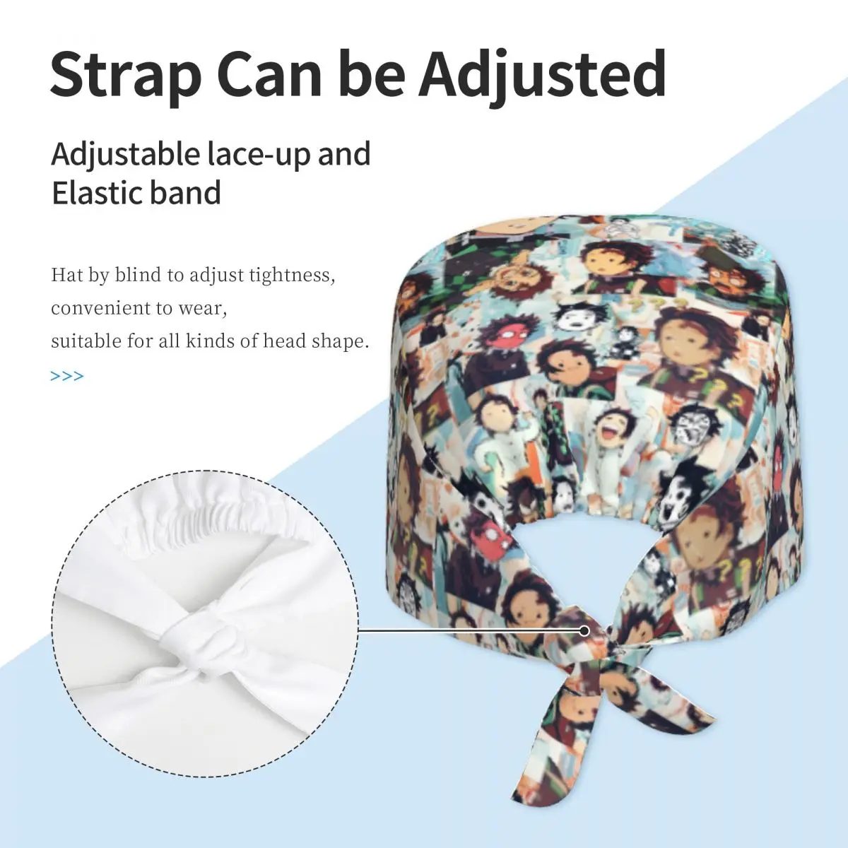 Gorro de trabajo de limpieza personalizado Demones S-Slayer, gorro exfoliante cómodo para hombres y mujeres, gorro quirúrgico, gorro exfoliante para enfermera para dentista