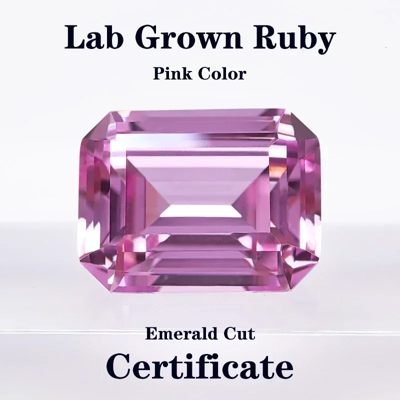 

Lab Grown Sapphire Emerald Cut Pink Color Charms Gemstone Advanced DIY Jewelry Rings Earrings Making with Certificate