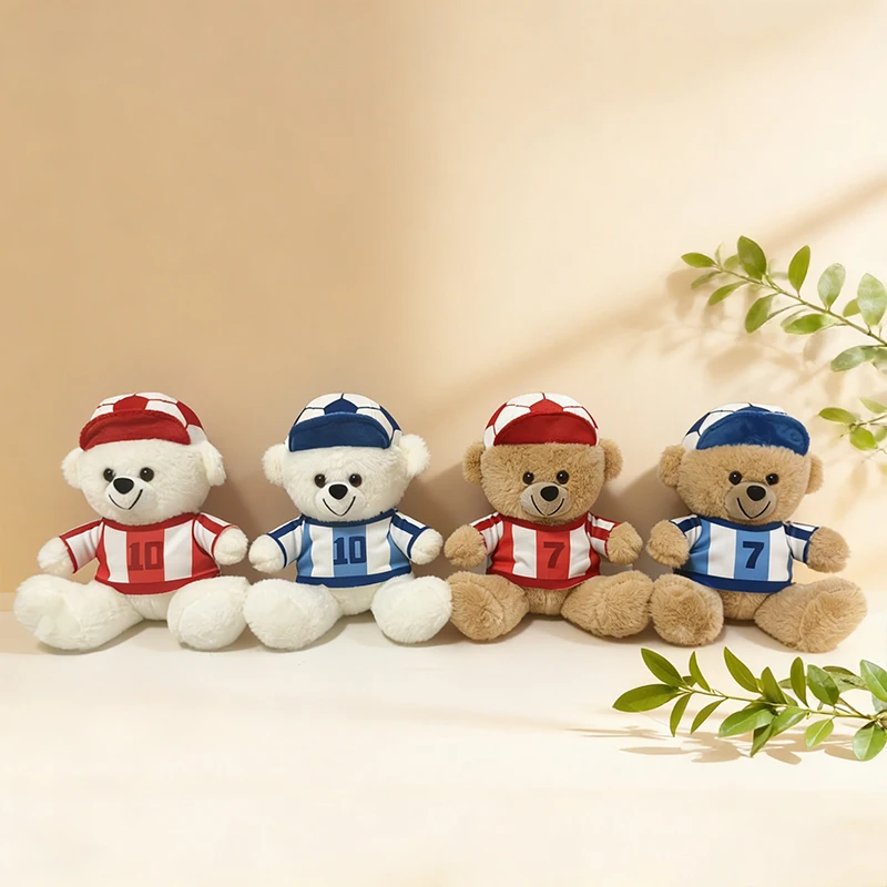 Sitting Height 22cm - Football Bear Plush Toy, Cute Teddy Bear Design, Made of Soft, Skin-Friendly, and Non-Shedding Fabric, with Removable Jersey, Is a Great Gift Choice for Fans