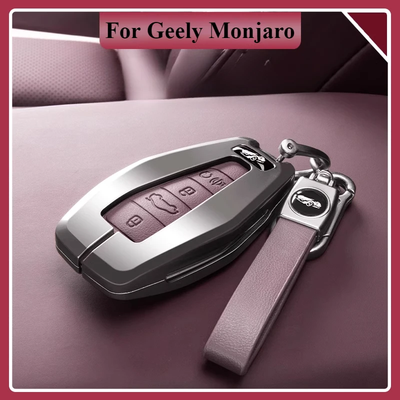 For Geely Monjaro Xingyue L Leather Alloy Car Key Protective Cover Remote Key Case Cover Holder Shell Auto Accessories