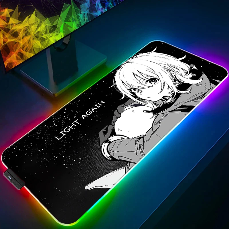 

RGB светодиодный коврик для мыши для ноутбука, нескользящий киберспортивный офисный монохромный коврик для ноутбука с комиксами, игровой игровой коврик для мыши, мини-коврик для клавиатуры ПК