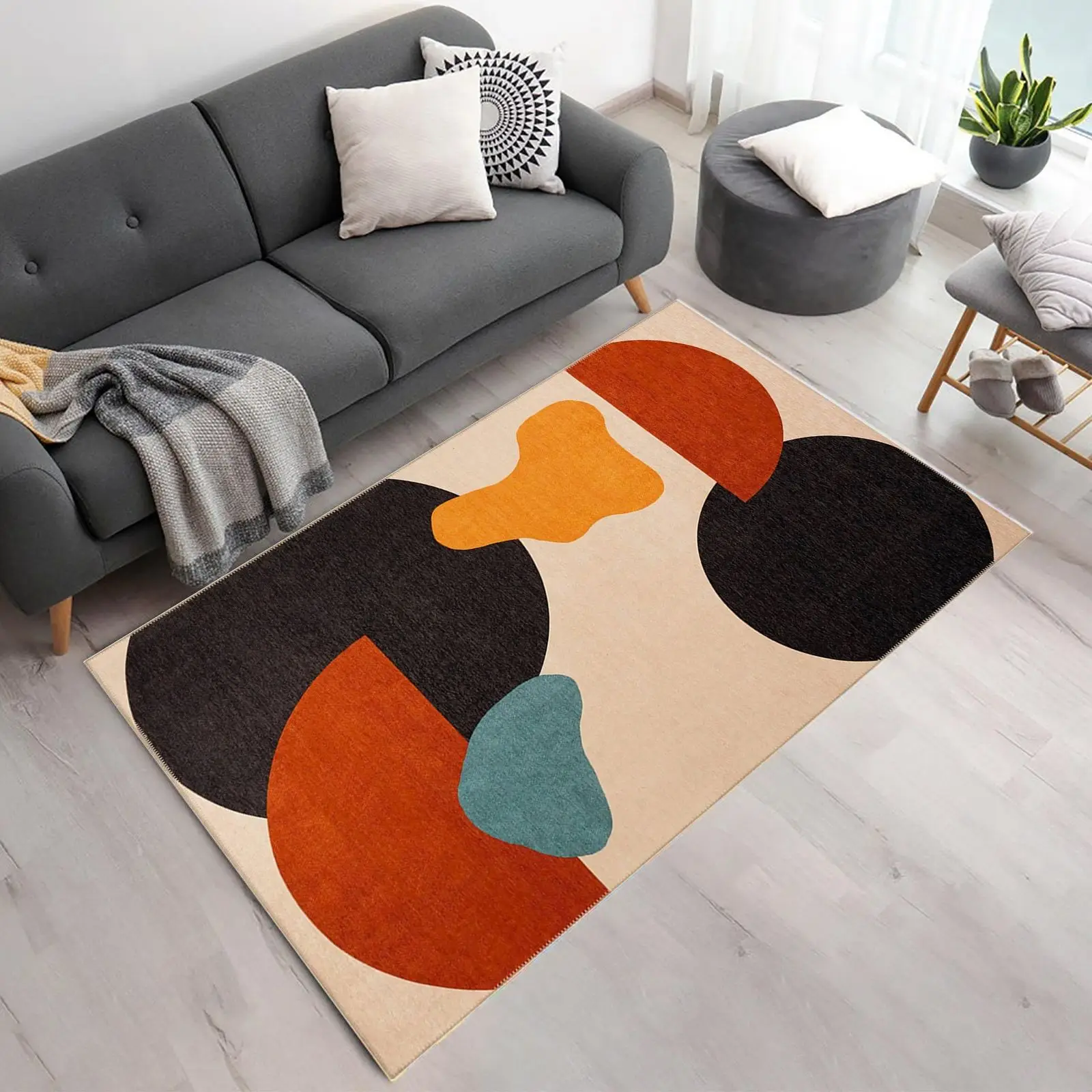 Abstrato minimalista flanela macia antiderrapante tapetes da sala de estar, Tapete moderno arte estética, Quarto Design personalizado e Casa