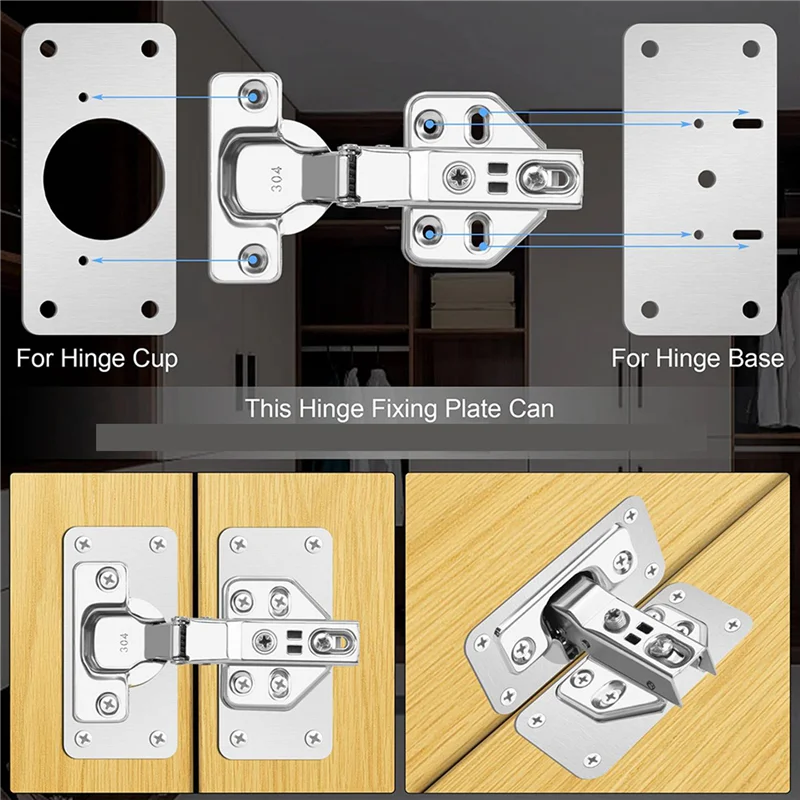 PORK-36-Pack Hinge Repair Kit - Cabinet Door Hinge Repair Plate Hinge Fixing Plate For Kitchen Cupboard Door Locker Cabinet