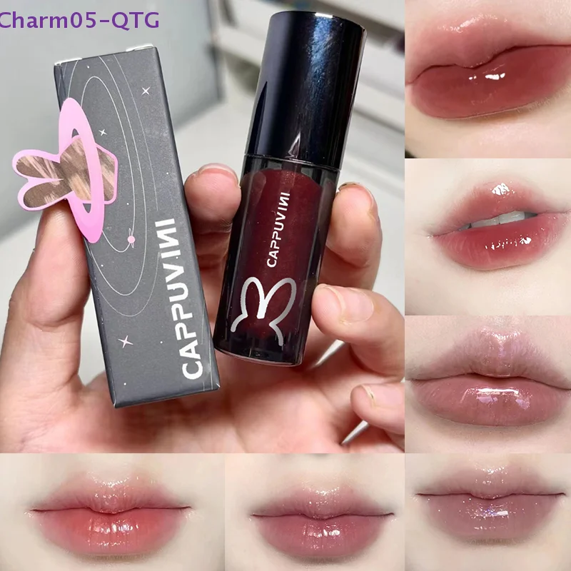 ลิปกลอสเนื้อเจลลี่คริสตัล Cappuvini ใหม่ 1 ชิ้น - สีติดทนนาน เงางามดุจกระจก ลิปสติกเนื้อลิควิด