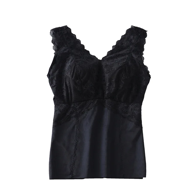 silk light body sculpting and beautiful back underwear elegant lace V-neck breathable silk tirato chest with chest pad vest