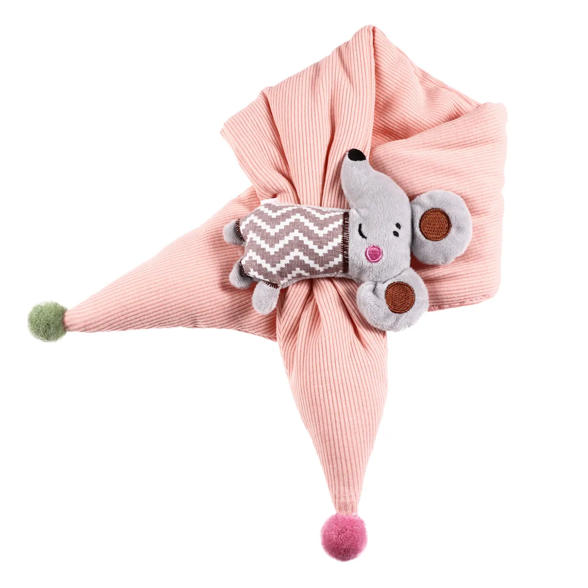 Winter Warm Cross Scarf for Children Cartoon Little Mouse Design Pale Pink Comfortable Cold Protection Scarf Casual Birthday