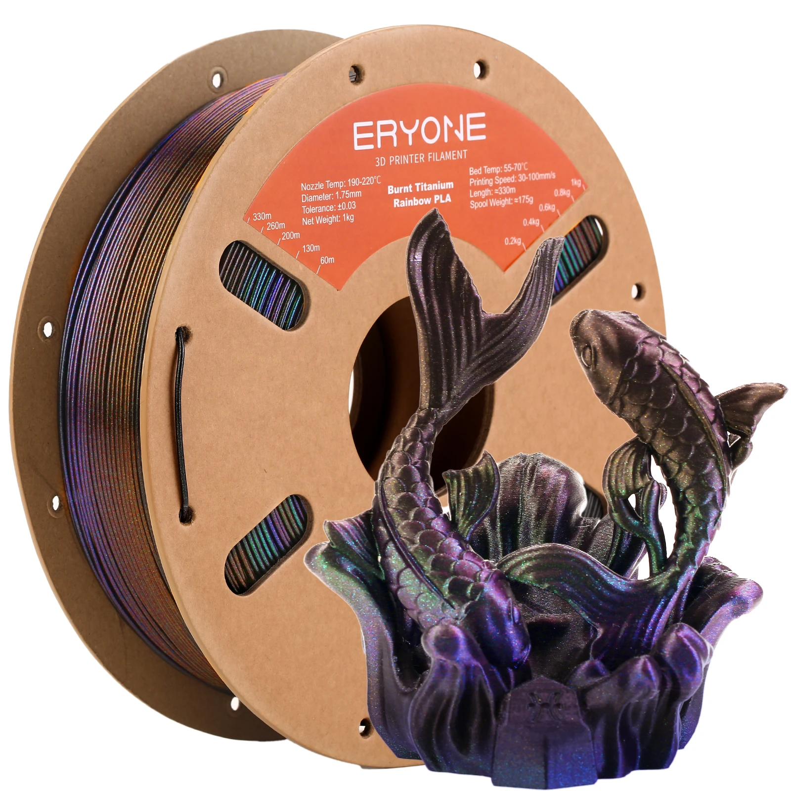 ERYONE 5KG Gebrande Kleur Regenboog PLA Filament 3D Print 1.75mm +/-0.03mm, Meerdere Kleuren Beschikbaar, 1kg/spoel