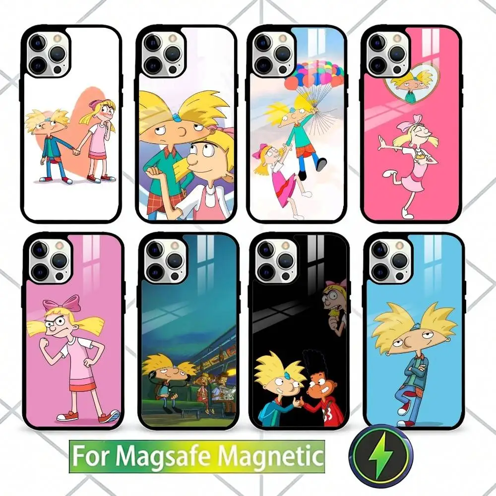 

Cartoon H-Hey A-Arnold Phone Case For iPhone17,16,15,14,13 Plus,Pro Max Magnetic For Magsafe Wireless Charging