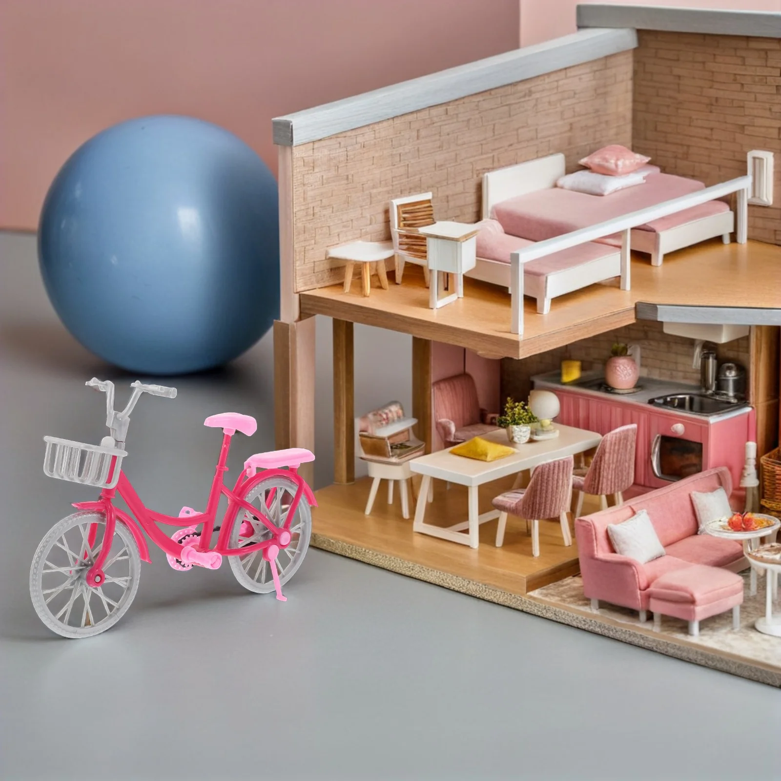 

6Pcs Miniature Pink Bicycle Light Material Realistic Movable Joints Creative Playroom Accessories Simulation Bike