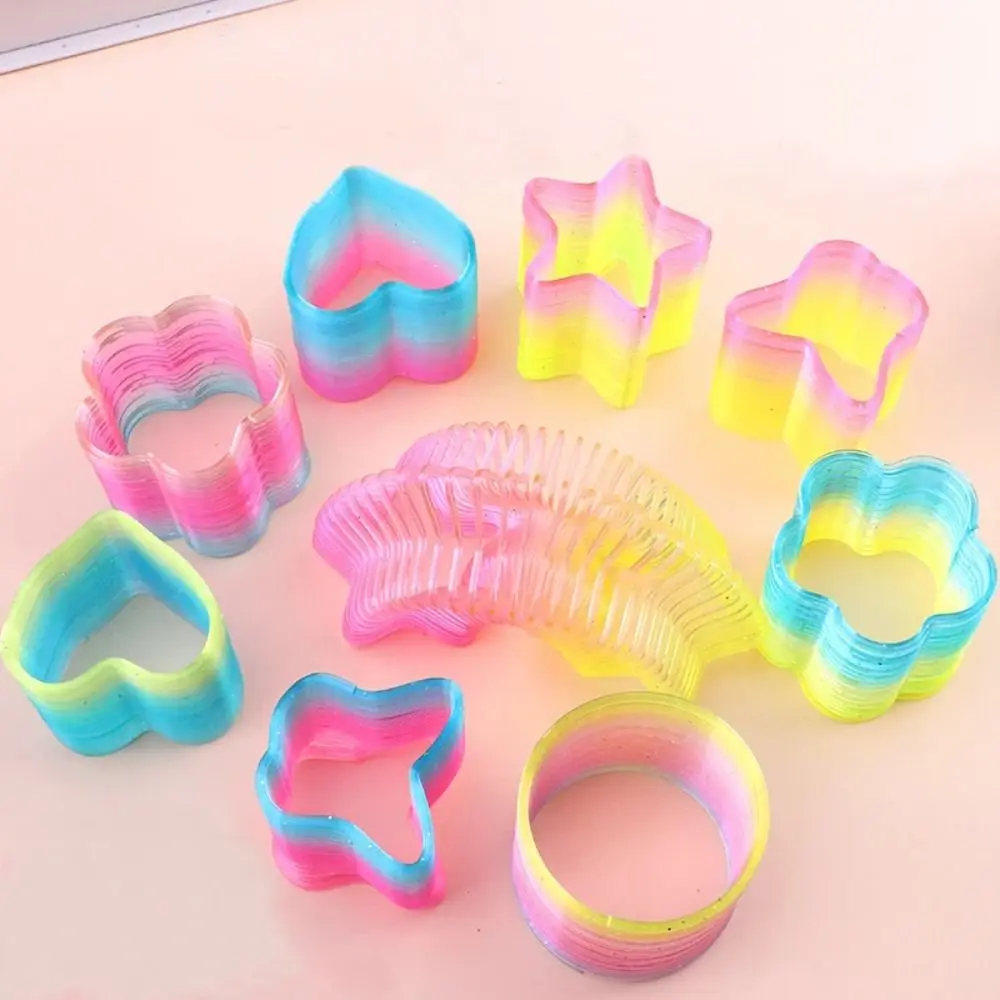 5pcs Multi-Shape Rainbow Magic Springs Toys Plastic Birthday Party Favors Creative Spring Coil Pinata Fillers Gifts Goodie Bag