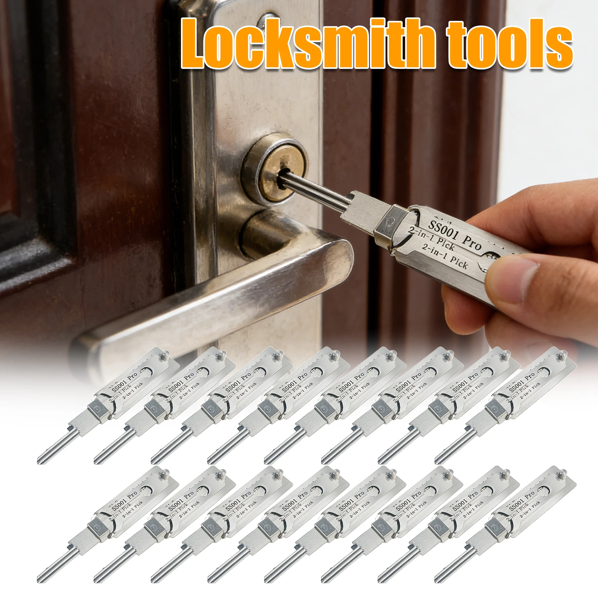 Locksmith SS001 Pro Tool Stainless Steel 2-in-1 Decoder Pick for Residential Locks Home Door Opening Key Decoding with Precision