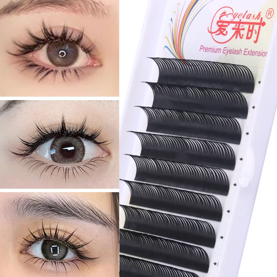 NEWCOME 12 Reihen Comic Wet Eyelashes B C D Curl Wimpernverlängerung Handgefertigte Künstliche Wimpern Make-up Zubehör