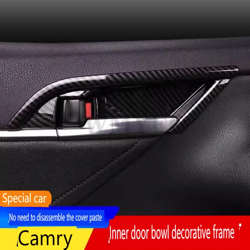 Car Inside Inner Door Handle Bowl Cover Trim For Toyota Camry 70 2018 2019 2020 2021 2022 2023 Carbon Interior Accessories