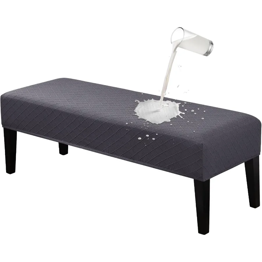

Waterproof Stretch Jacquard Ottoman and Bench Cover Removable Washable Slipcover for 42-54 inch Rectangular Benches Dining Benc