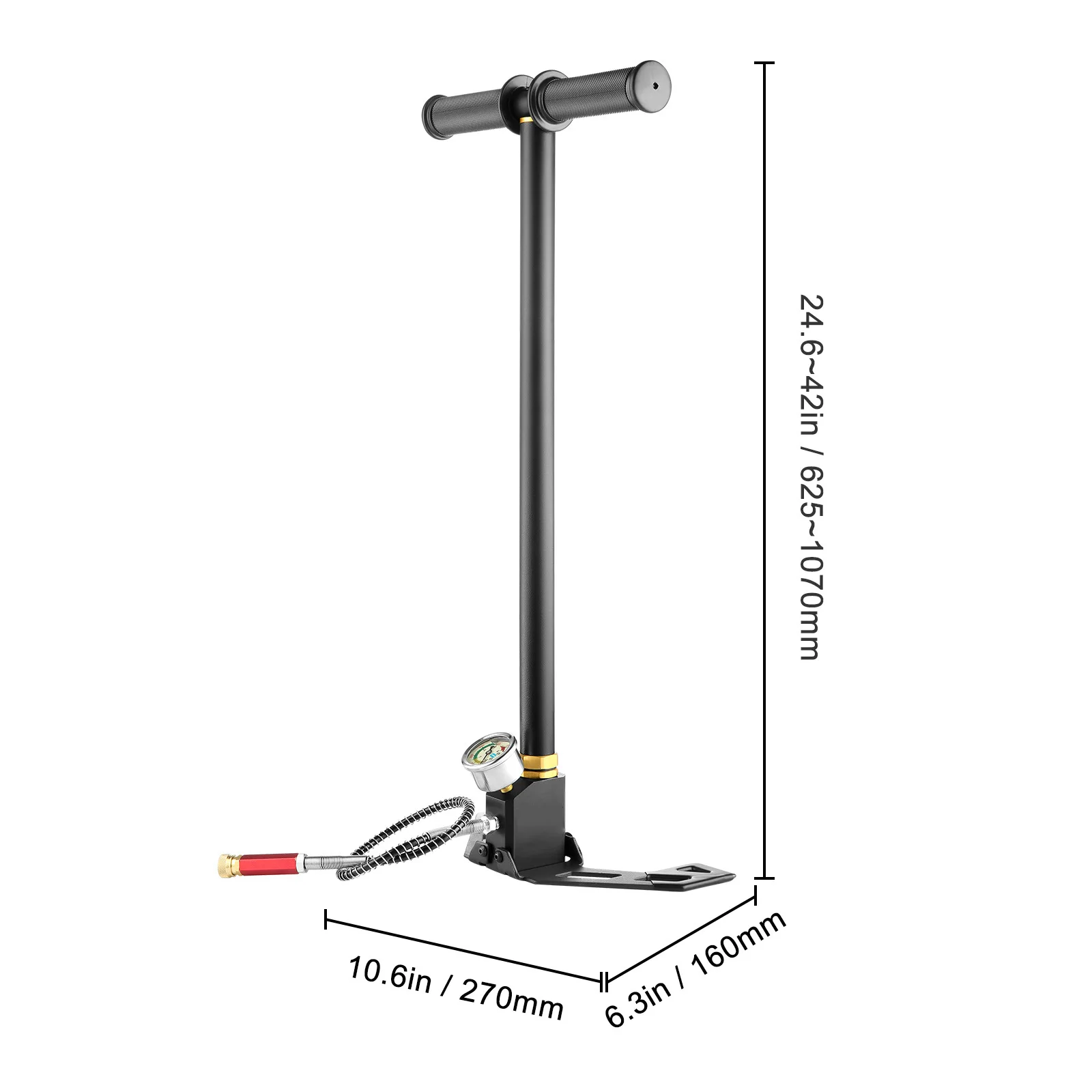 SucceBuy 3-traps PCP-pomp + manometer 4500 PSI voor banden, kajaks, ballen, opblaasbare artikelen, luchtbuksen, hoge druk handpomp
