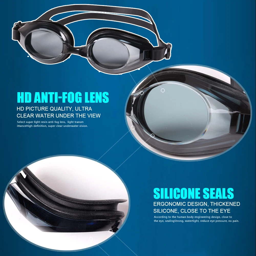 Óculos de natação para visão ampla, sem vazamento, Anti Fog, Clear View, Swim Goggles